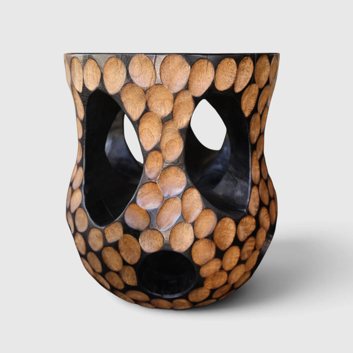 Artist Opeh Sculpted Charred Mango Accent Table No. 4, curated by Senja Living Art Gallery