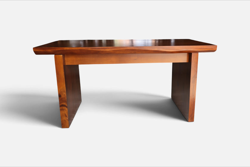 Close-up of the sophisticated, subtle organic live edge Modern Organic Home Library Writing Table by Senja Living.