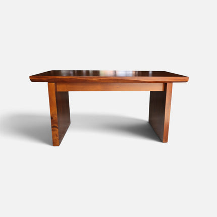 The Modern Organic Home Library Writing Table with its refined raintree live edge design and minimalist tapered panel legs by Senja Living.