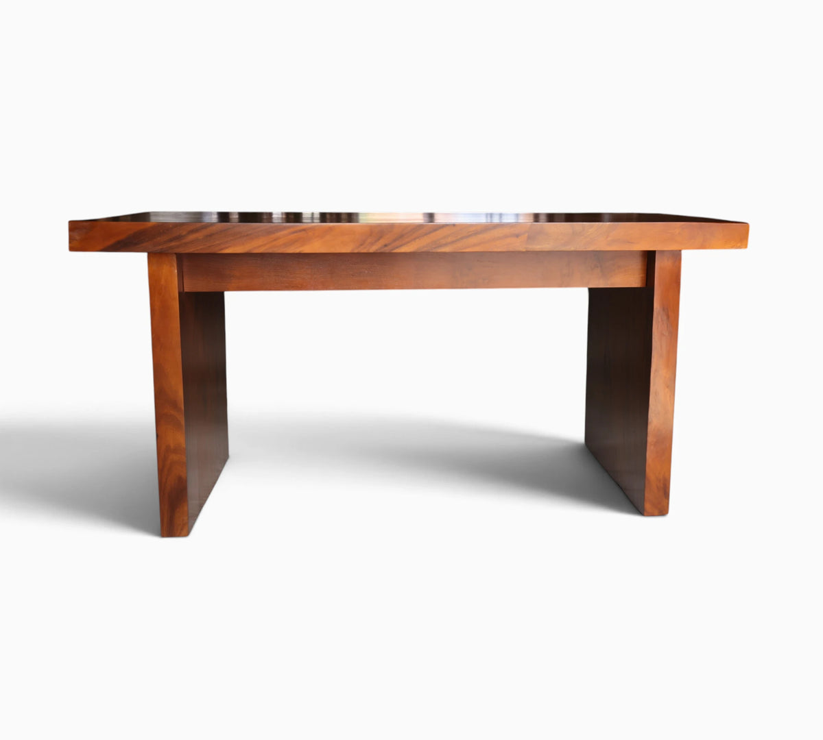 Full length straight-on view of the back side of the Modern Organic Home Library Writing Table by Senja Living, highlighting the clean straight edge.