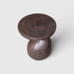Sculptural Gooseneck Espresso Side Table, fire-torched, natural polish, sustainable mango wood furniture from Senja Living.