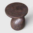 Sculptural Gooseneck Espresso Side Table made with mango wood, fire-torched with a natural polish,  from Senja Living.