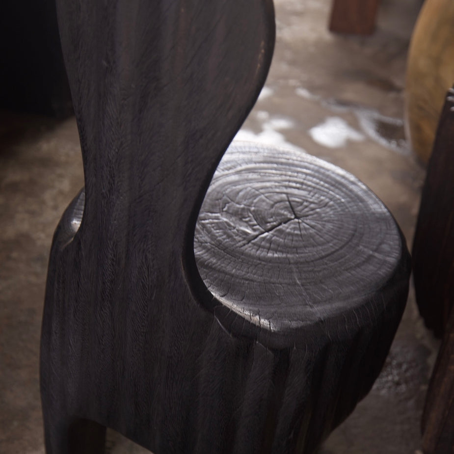 The Senja Living Bespoke Spoon-Back Chair in-studio setting showcasing the luxurious outcome of this fabulous sculpture for artful living.