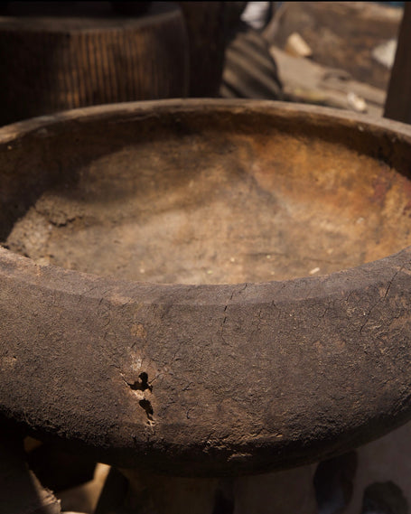 Modern Organic Luxury Home Decor collection: Sculpted rustic wood vessel bowl by Senja Living.
