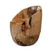 Side profile view of the Senja petrified wood beige statement dining chair and accent chair showing its highly polished natural grain deeply carved organic silhouette with striking dark brown and black vertical fossil streaks against a clean white background